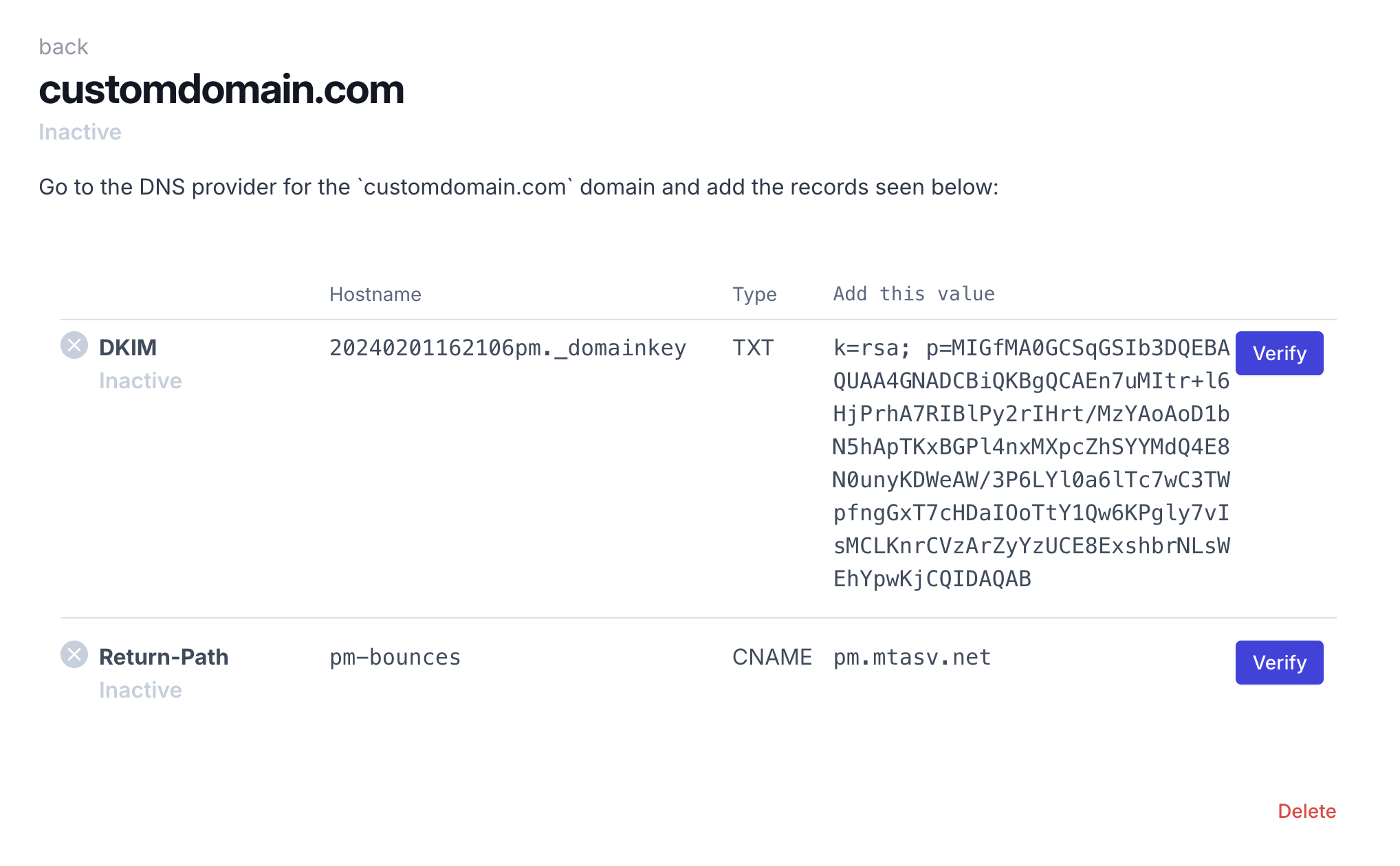 Domain setup step 1