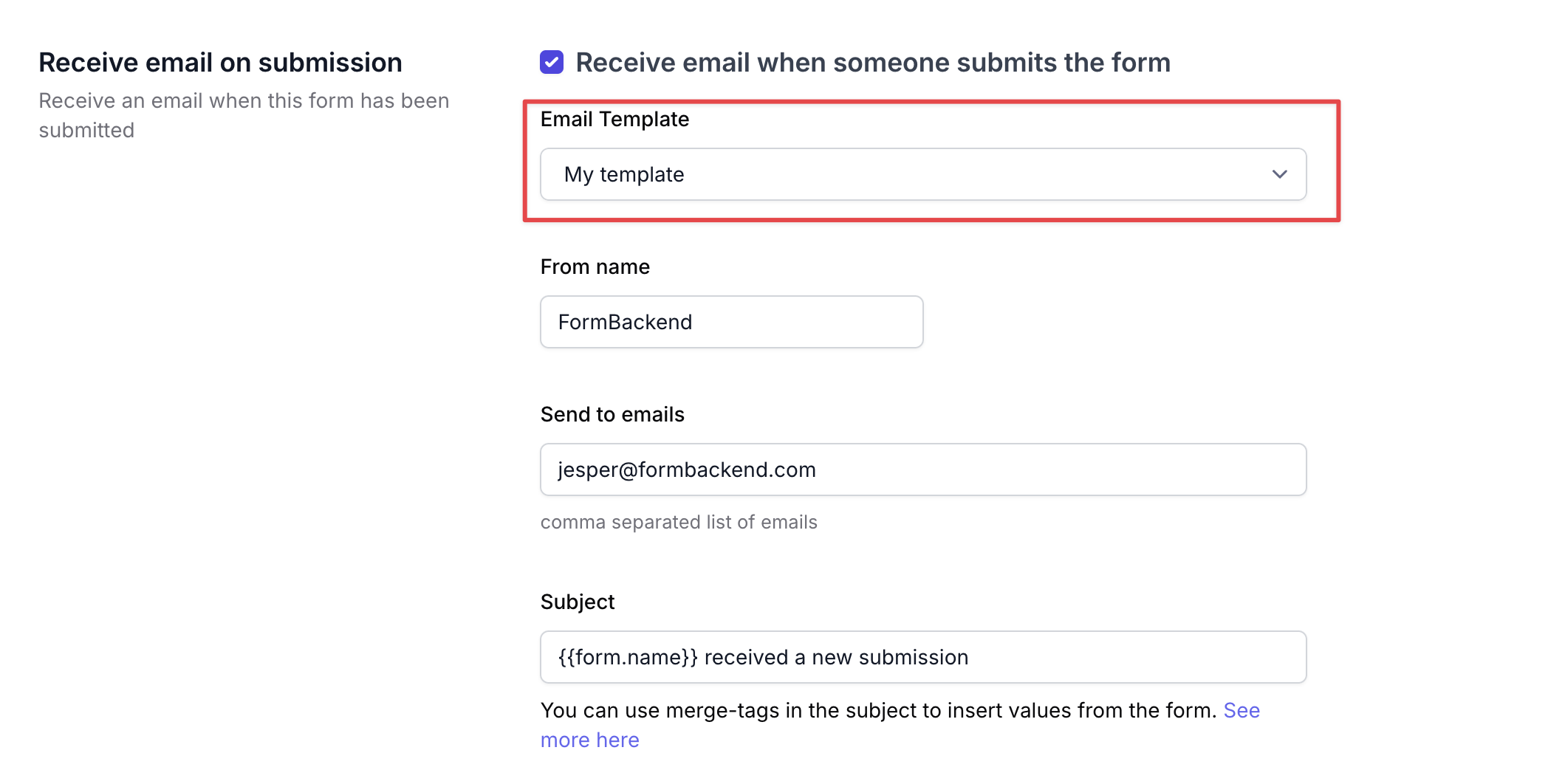 Selecting your new email template