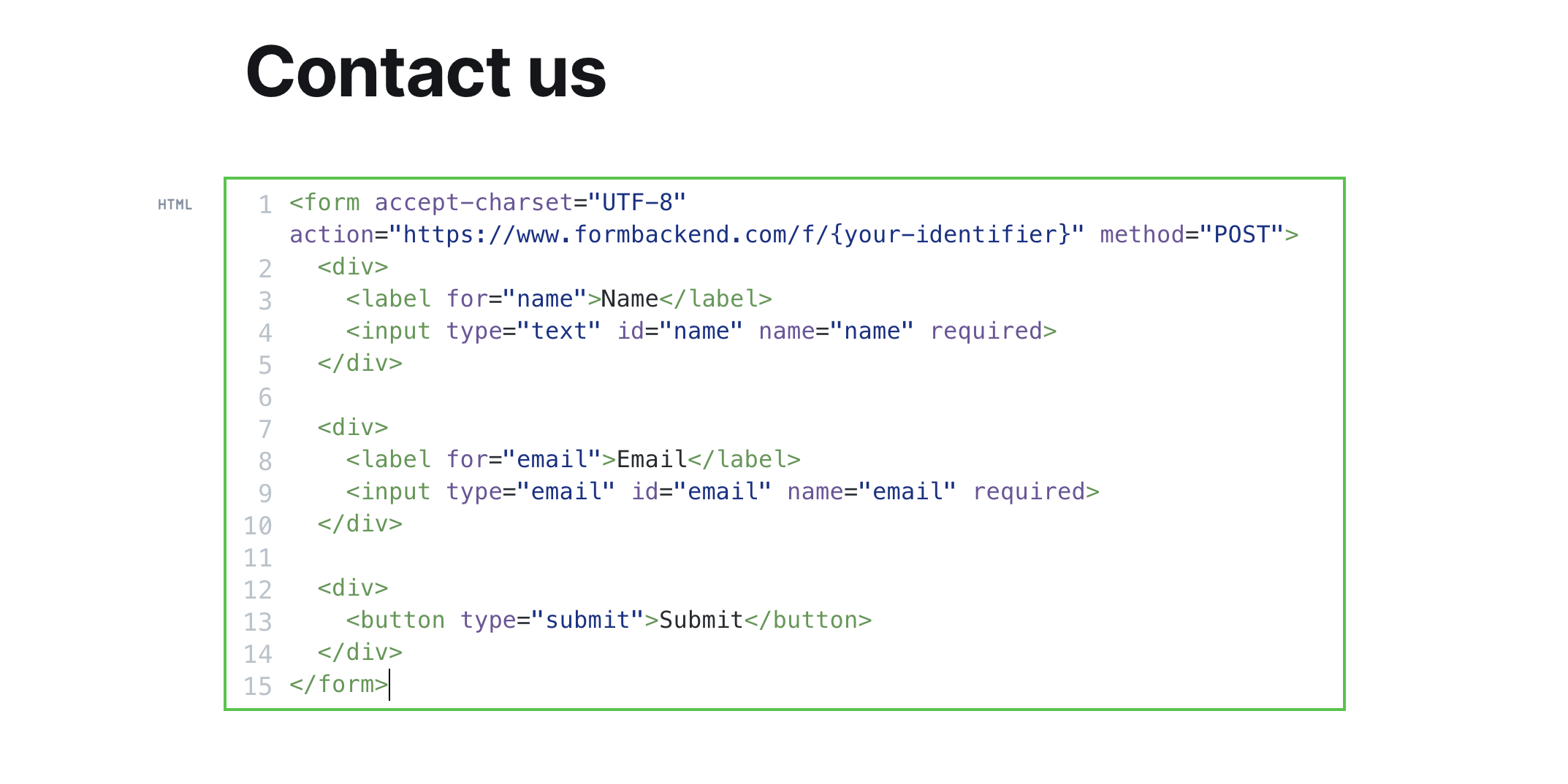 Custom form html in the html card