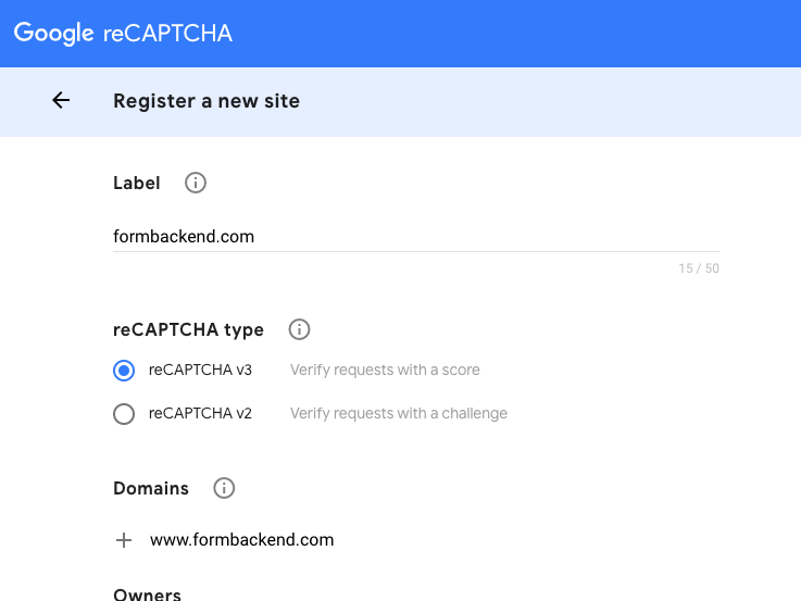 How to register a new site with Google reCAPTCHA