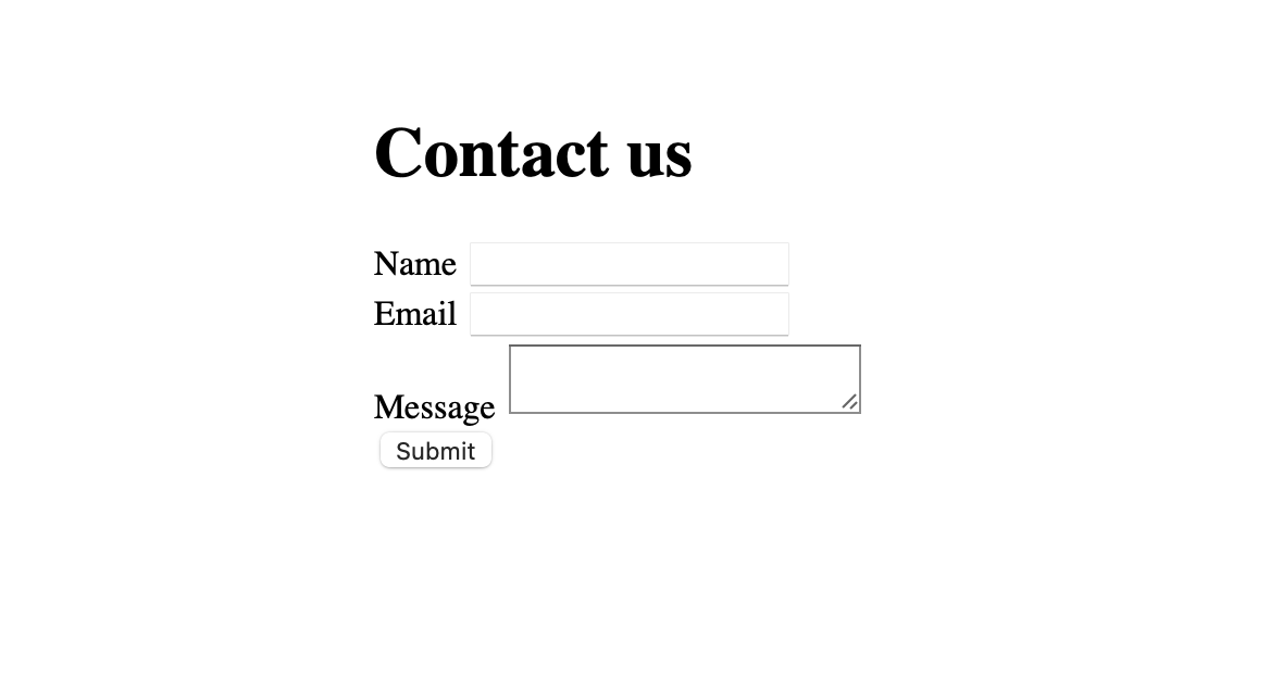 The contact us page with the contact form