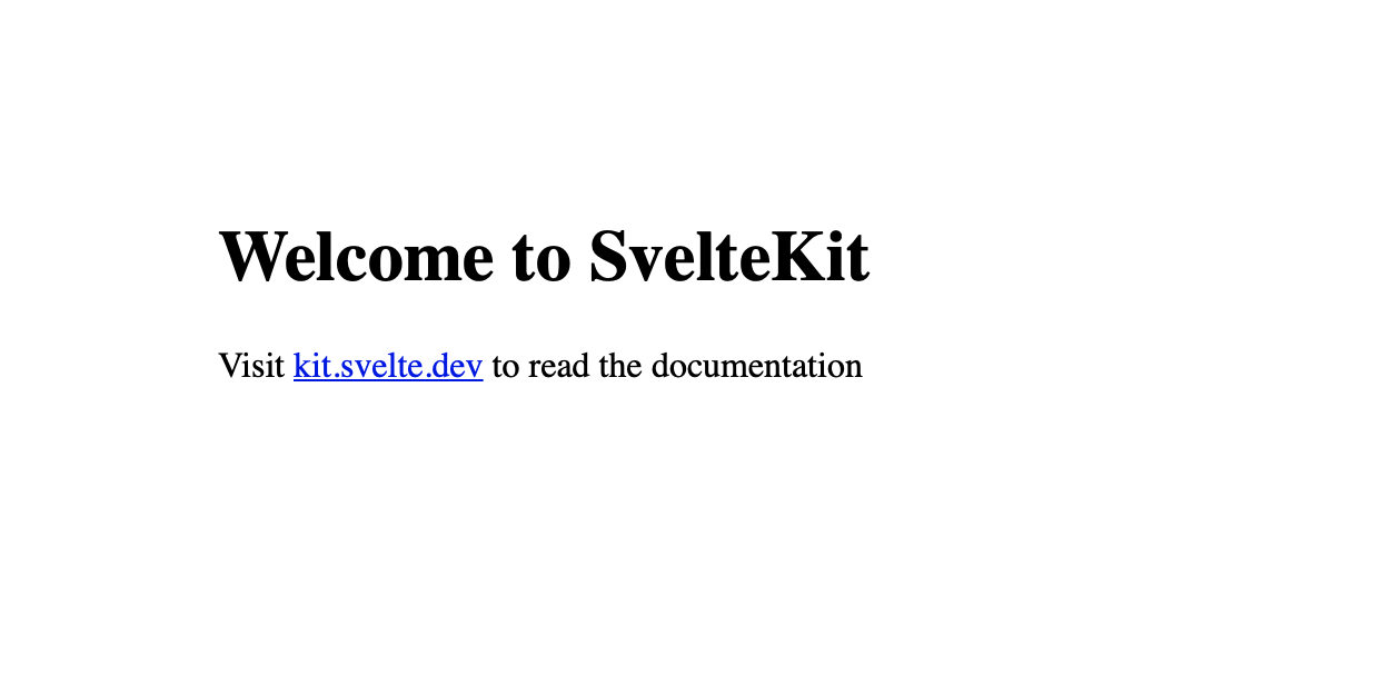 Visiting the Svelte development server URL in your browser